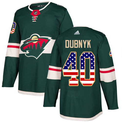 Kinder Minnesota Wild Eishockey Trikot Devan Dubnyk #40 Authentic Grün USA Flag Fashion